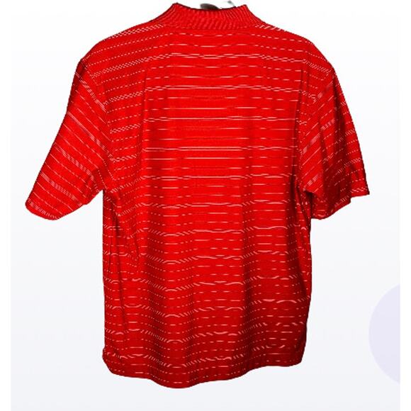 Nike Golf Polo Shirt Dri Fit Athletic Striped Short Sleeve Red White Mens Small - Picture 2 of 9